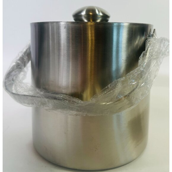Small Ice Bucket Stainless Steel Insulated With Lid Tongs Drain basket Tiki Bar - Picture 5 of 9